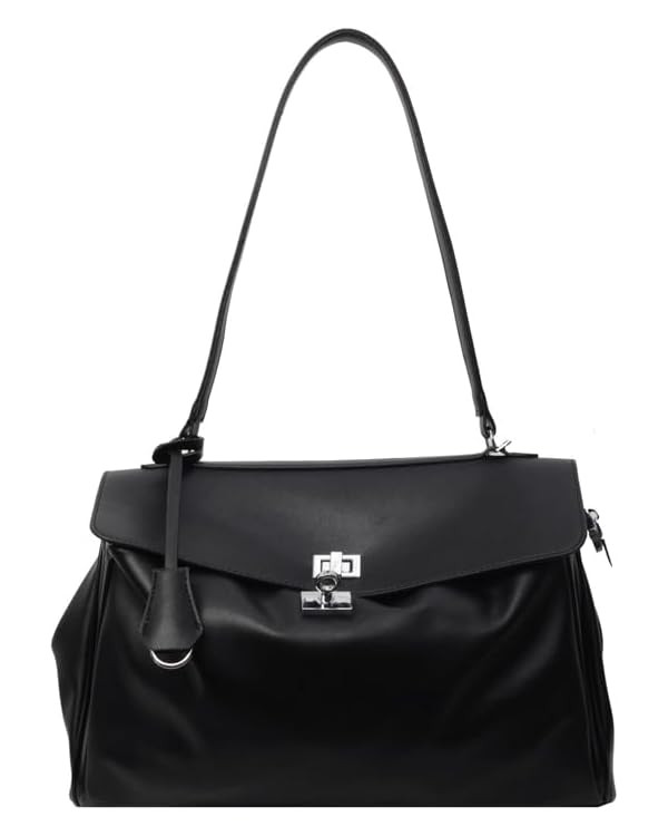 Women's Tote Bag Large Capacity Smooth Calfskin Shoulder Handbag Lock Commuter Underarm Bag | Amazon (US)