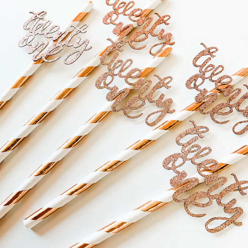 21st Birthday Party Decorations for her, Twenty One Paper Straw Decor Party Celebration for girl,... | Etsy (US)