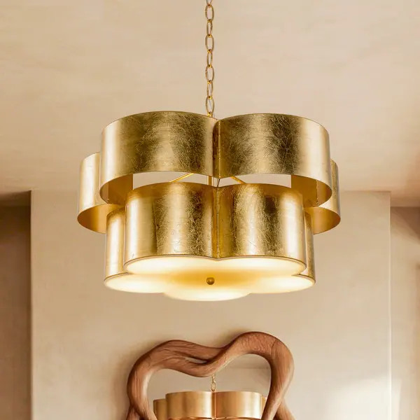 19.7" Antique Gold 2-Tier Metal Drum Diammable Chandelier Ceiling Light | Bed Bath & Beyond