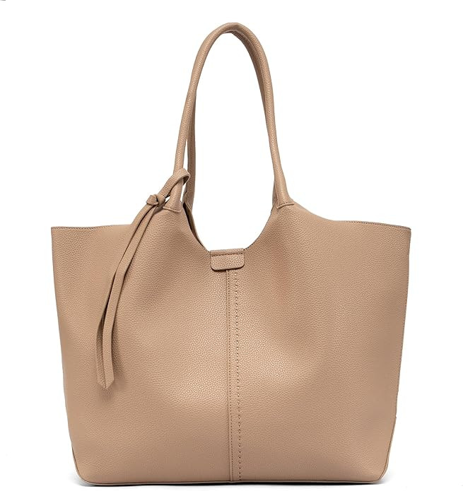 NEWBELLA Women's Vegan Leather Tote Bag, Large Capacity, Vintage Hobo Shoulder Purse with Top Han... | Amazon (US)