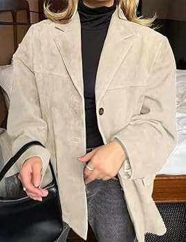IDEALSANXUN Womens Suede Jacket Fall Winter Fashion Casual Oversized Faux Leather Blazer Jacket T... | Amazon (US)