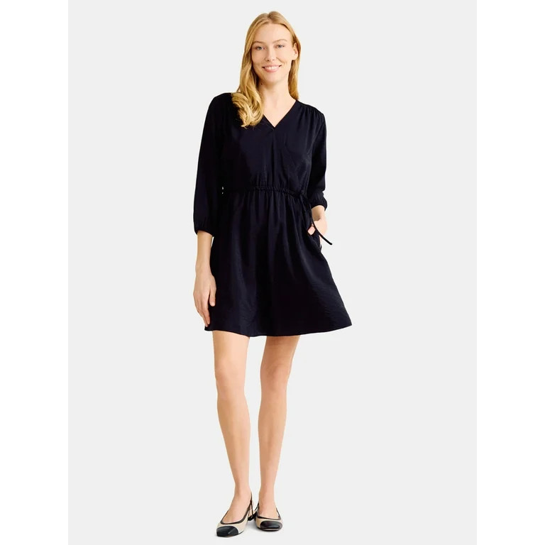 Time and Tru Women's and Women’s Plus Mini Wrap Dress, Sizes XS-4X | Walmart (US)