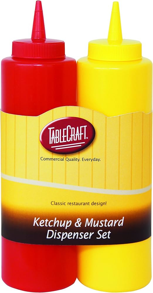 TableCraft Nostalgia 2-Piece Ketchup and Mustard Dispenser Set, 12-Ounce, Red/Yellow | Amazon (US)