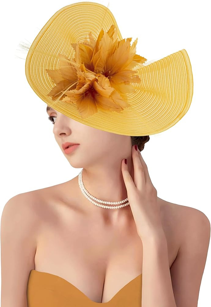 dressfan Derby Fascinator Hats for Women Vintage Church Hats Wedding Tea Party Hair Accessories | Amazon (US)
