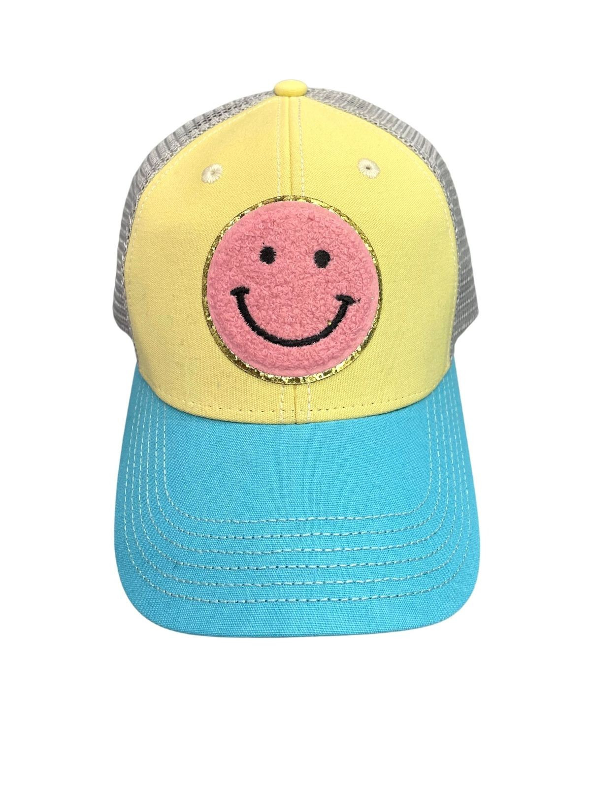 COLOR BLOCK SMILEY PATCH HAT | Judith March