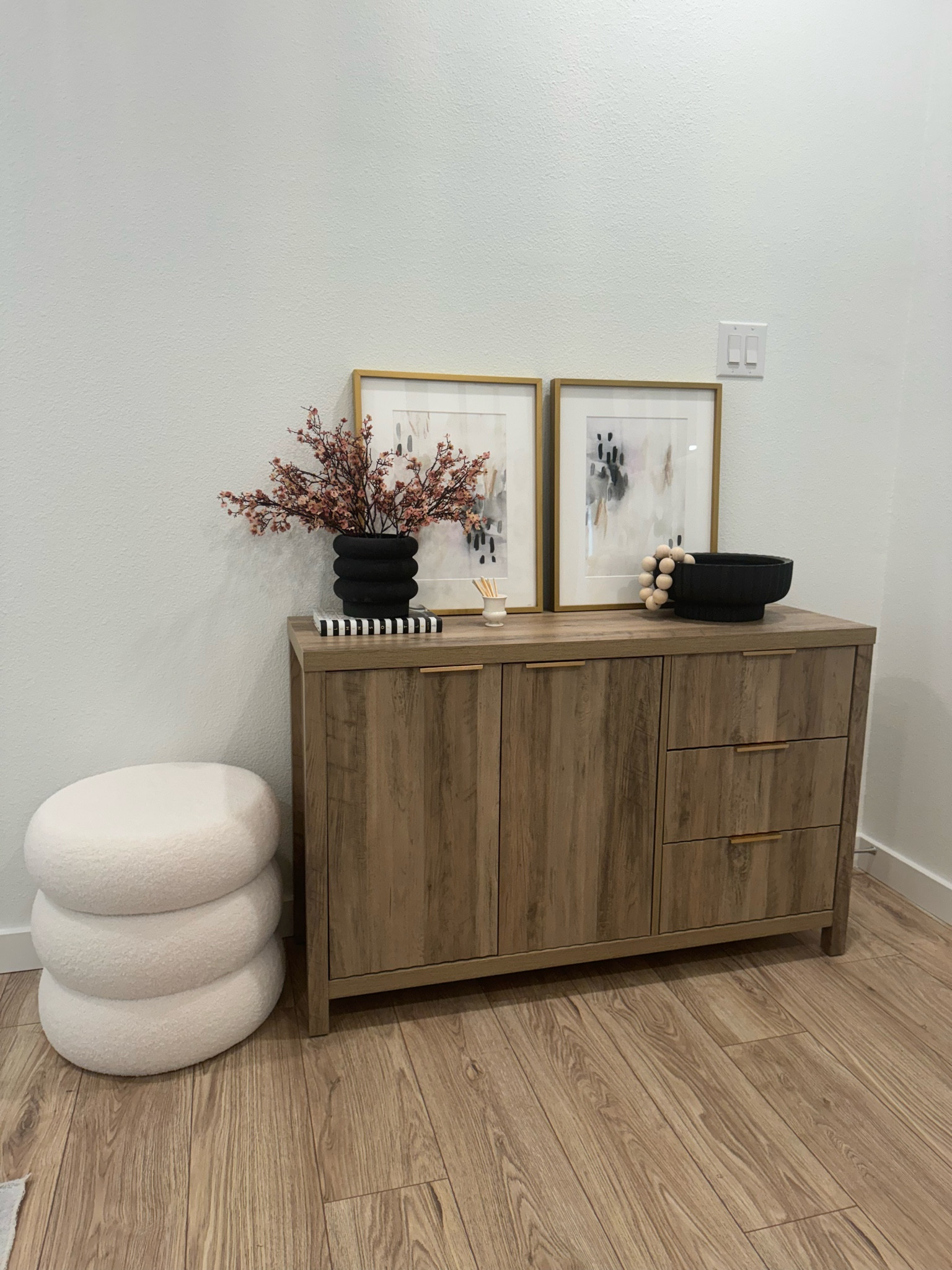 Fluted cabinet from Walmart! The quality is 10/10 and the storage is way more than expected! 