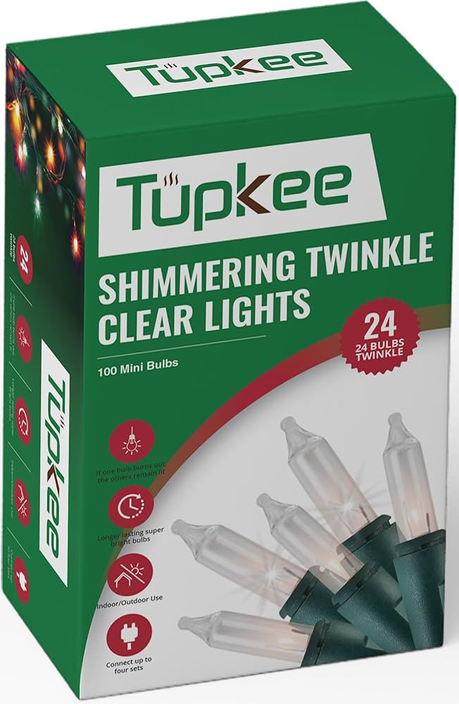 Christmas Random Shimmering Twinkle Lights - 24 of 100 Lights Twinkle – Indoor Outdoor - 20.5 F... | Amazon (US)