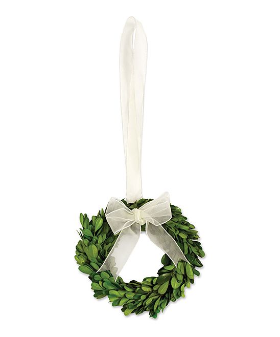White-Ribbon Boxwood Wreath | zulily