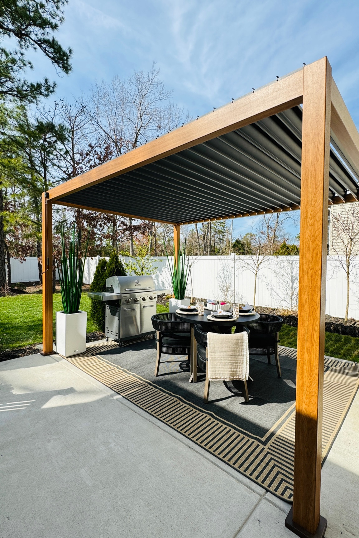 Wayfair has everything you need to welcome Spring and all things beautiful to create that outdoor oasis of your dreams! Shop my incredible louvered pergola, gorgeous snake grass faux plants, planters, rug and grill on @wayfair the one stop shop for everything home and outdoors!! wayfairpartner #wayfair #ltkit 

Louvered pergola 
Outdoor entertainment 
Outdoor furniture 
Grills 
Outdoor rugs 
Planters 
Faux snake grass 
Solar fountains 
Outdoor entertainment 


#LTKsalealert #LTKhome #LTKSeasonal