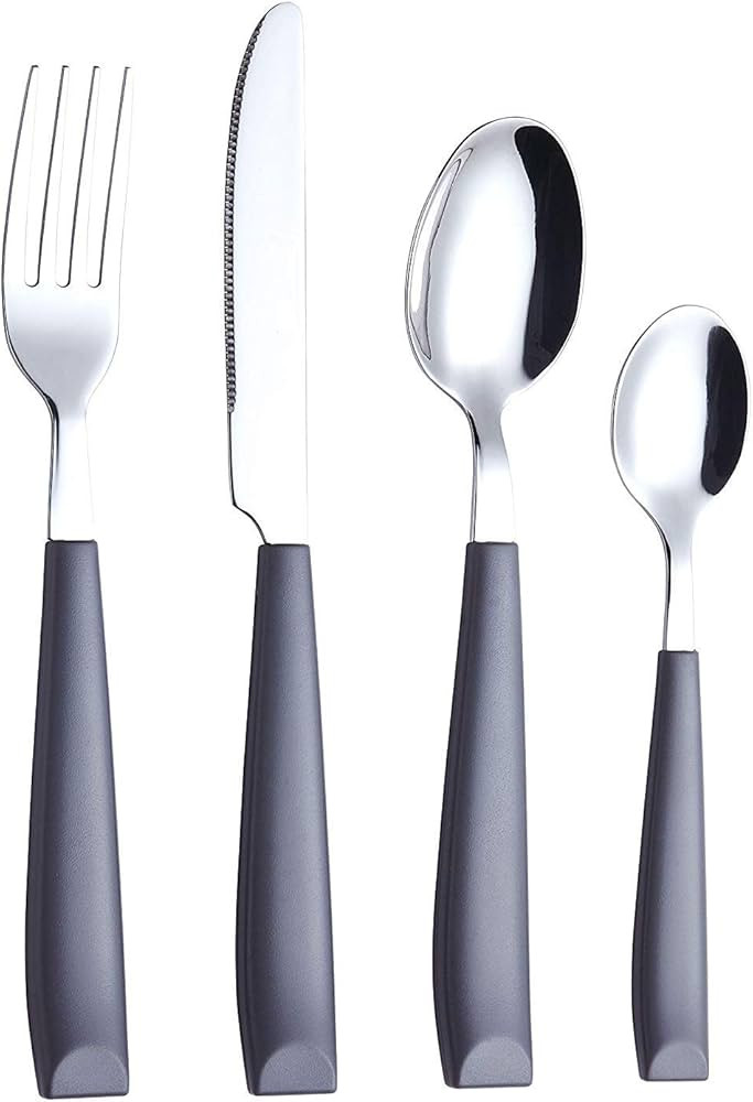 EXZACT Cutlery Set Coloured 16PCS - Stainless Steel with Plastic Wide Handles – Comfortable to ... | Amazon (UK)