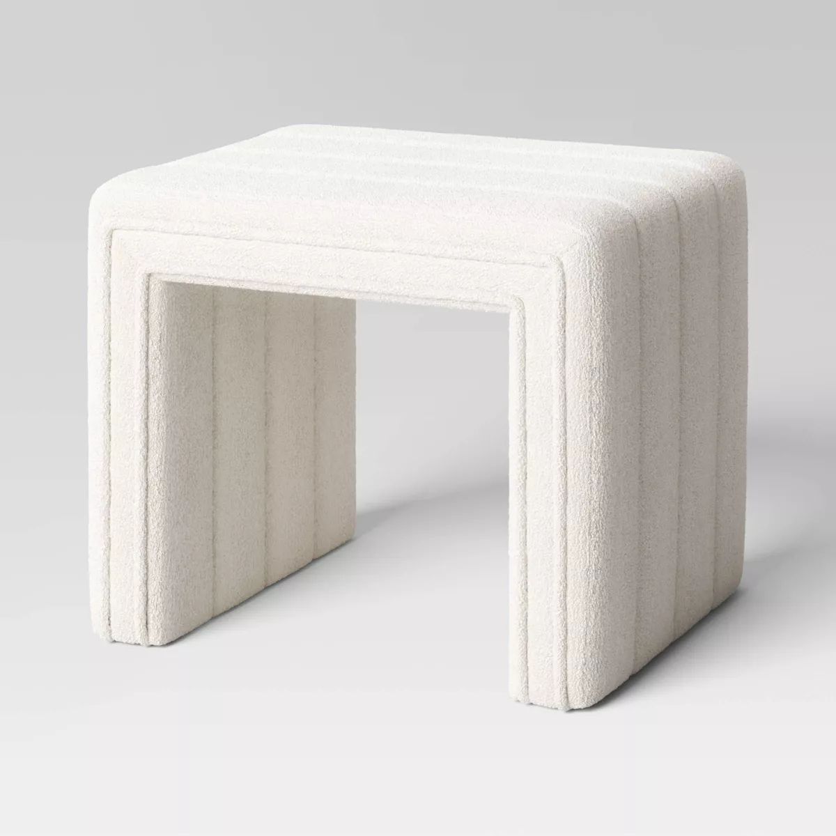 Channel Tufted Boucle Ottoman Cream/Gray - Threshold™ | Target