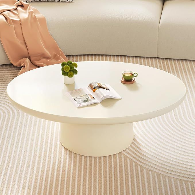 Oval Coffee Table, Creamy White Center Table, Modern Tea Table for Living Room, Bedroom, Easy Ass... | Amazon (US)