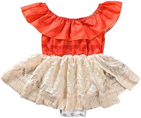 Sejardin Baby Girl Moana Fancy Dress Romper Sister Matching Ruffle Lace Outfits Costume | Amazon (US)