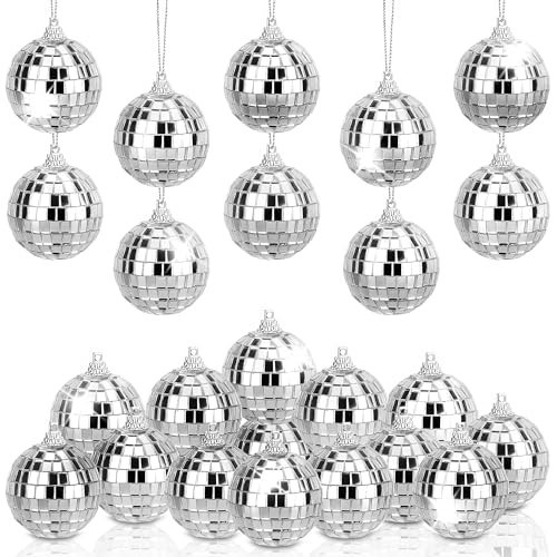 24 Pcs Mini Disco Ball Ornaments for Christmas Tree – 1.98 in Disco Ball Christmas Ornaments with Reflective Mirror Finish – Lightweight & Portable Sparkle Decorations for New Year's & Holiday Parties | Amazon (US)