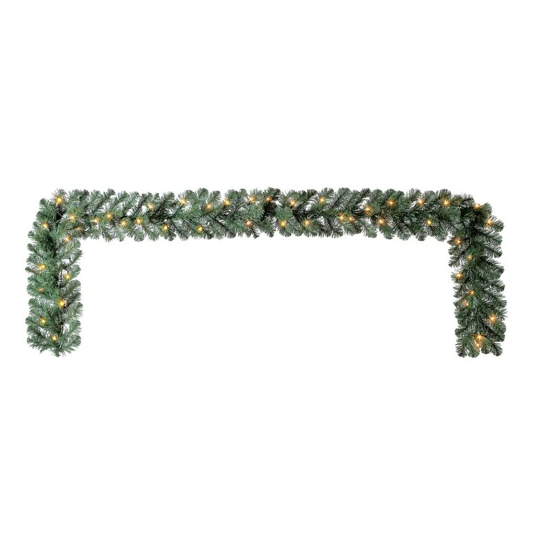 Napa Pre-Lit Warm White LED Artificial Christmas Garland, Green, 9', by Holiday Time | Walmart (US)