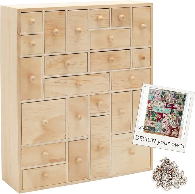 DIY Wooden Advent Calendar with Drawers with number embellishments - Craft Storage Drawers | Kids... | Amazon (US)