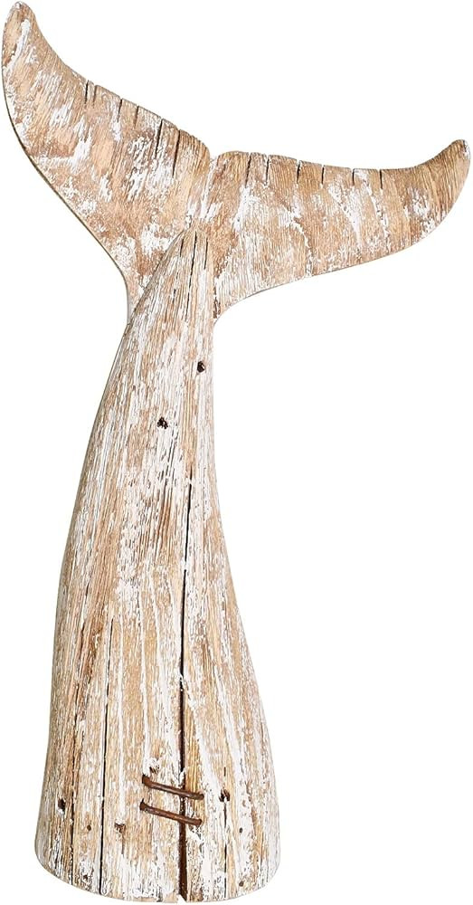 Linfevisi Wooden Whale Tail Decor Tabletop Nautical Decor Solid Wood Whales Tail Statue Sculpture... | Amazon (US)