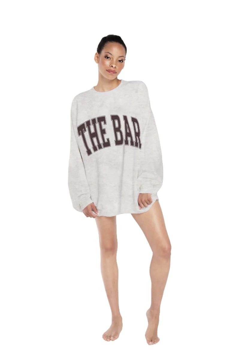 VARSITY SWEATSHIRT LT HEATHER GREY/CHOCOLATE | The Bar