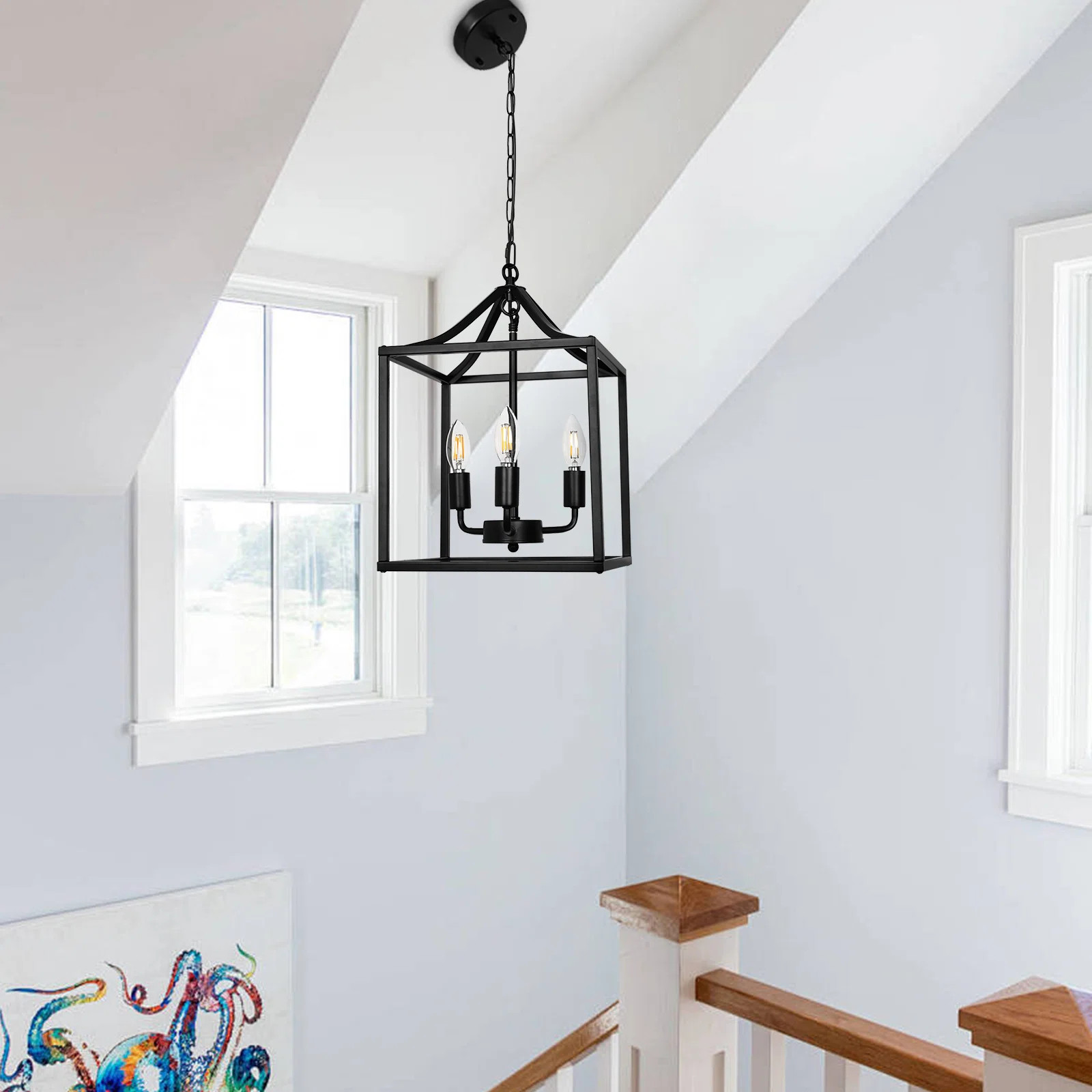 Gracie Oaks Doersten Lantern Chandelier Black Pendant Lighting Industrial Ceiling Light Fixture F... | Wayfair North America