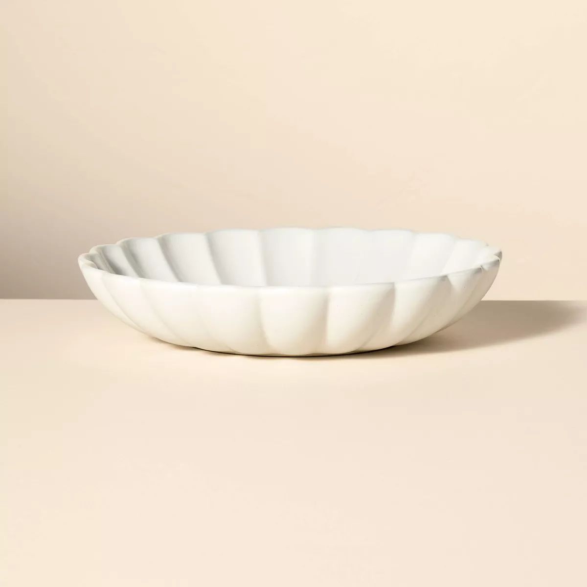 Scalloped Edge Stoneware Serving Bowl Cream - Hearth & Hand™ with Magnolia | Target