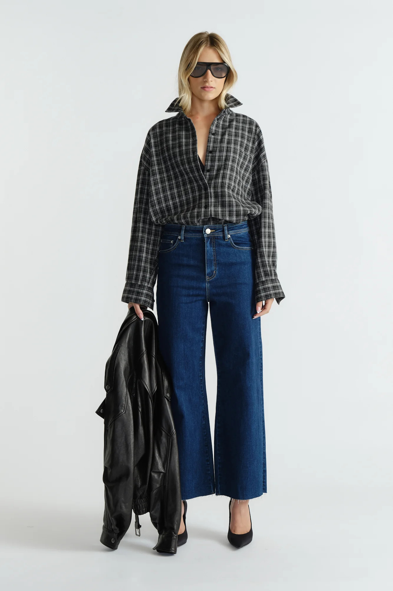 Lori Flannel Shirt - Charcoal Check | DECJUBA