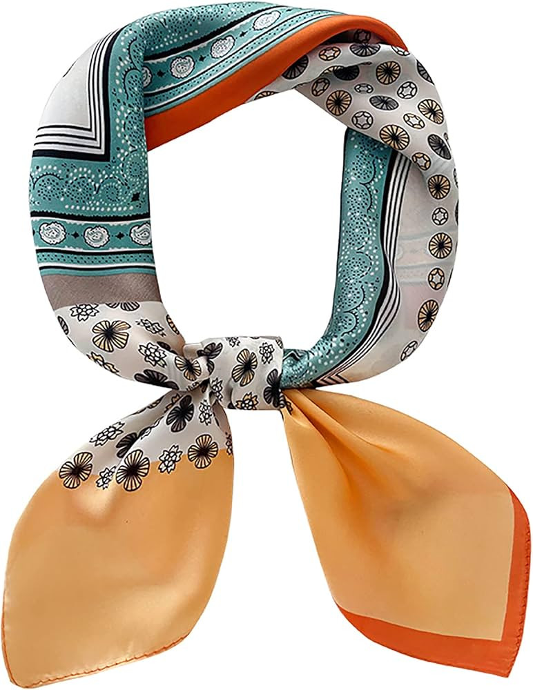 Mokoomiss Silk Feeling Scarf Medium Square Satin Head Scarf for Women 27.5 × 27.5 inches | Amazon (US)