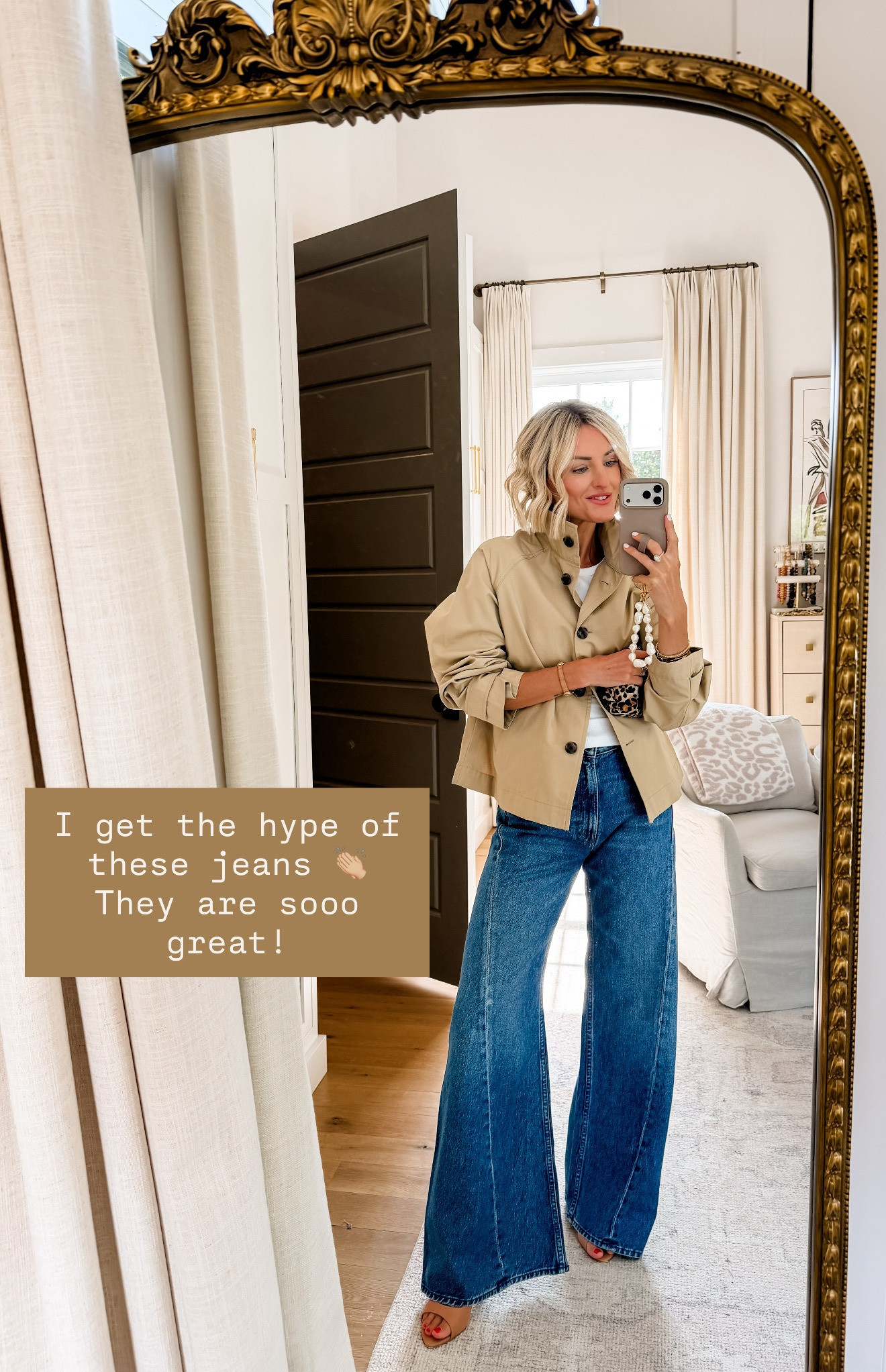 These jeans are definitely more of a splurge, but this brand is very high quality denim! I love this style! I even got them in white! Wearing size 25!

Loverly Grey, Shopbop, trench coat, fall jacket, wide leg jeans, mother jeans, fall staples, fall outfit 

 #LTKSeasonal