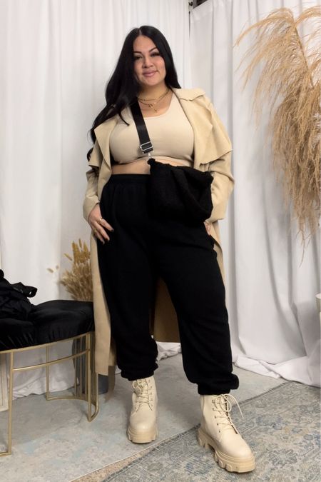 I’m so sad this jacket is nowhere to be found on H&M’s website, but I linked similar ones! All the rest is the actual links. Size xl in the crop top, xl in the sweats and the boots are wide fit  

#LTKcurves #LTKSeasonal #LTKitbag