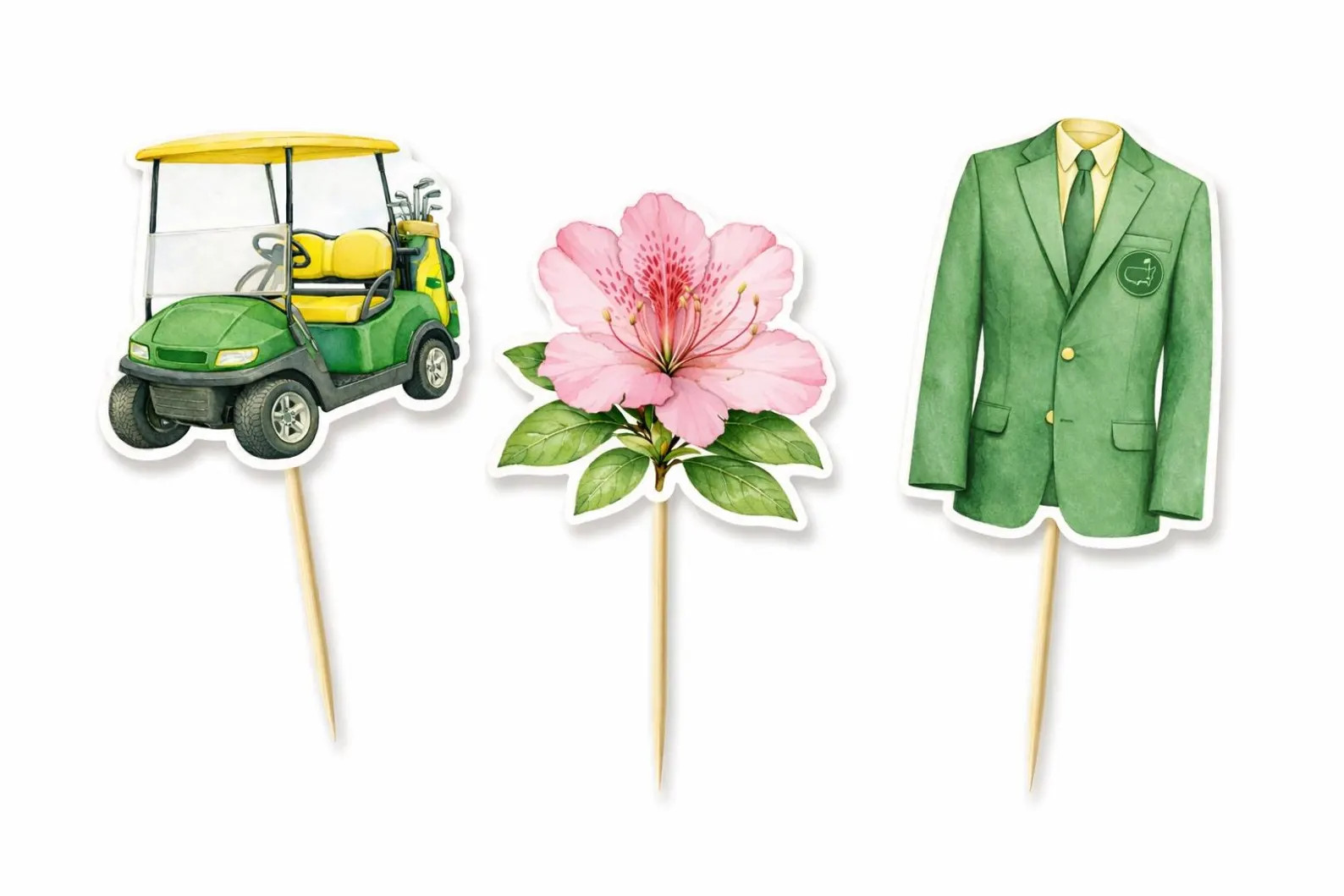 Masters party cupcake toppers, masters decor, golf toothpick | Etsy (US)