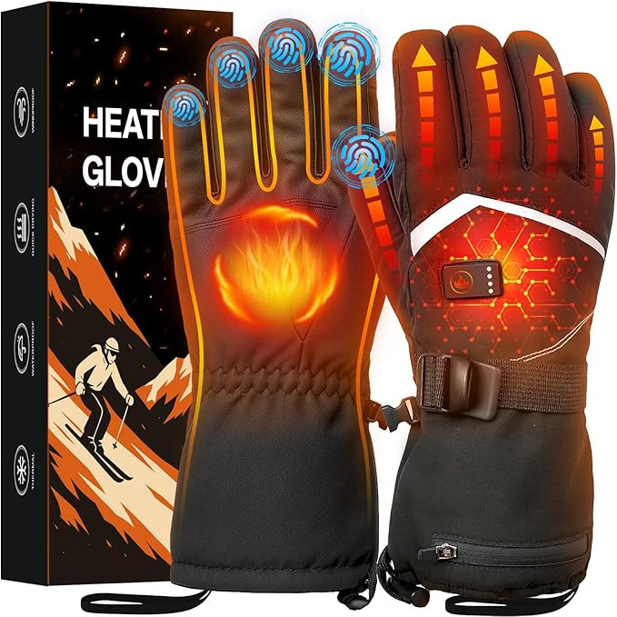 Heated Gloves, Rechargeable Heated Gloves for Men Women, Waterproof Electric Heating Ski Gloves w... | Amazon (US)