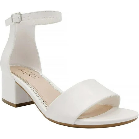 Sugar Womens Noelle Low Two Piece Block Heel Dress Shoe Ladies Ankle Strap Pump Sandal 10 White Smoo | Walmart (US)
