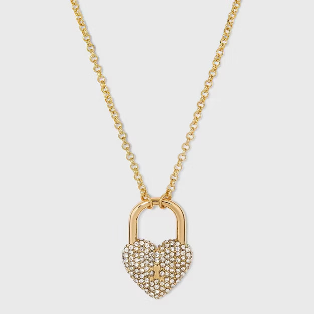 SUGARFIX by BaubleBar Crystal Heart Locket Pendant Necklace - Gold | Target