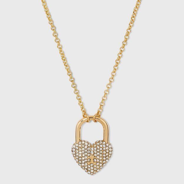 SUGARFIX by BaubleBar Crystal Heart Locket Pendant Necklace - Gold | Target