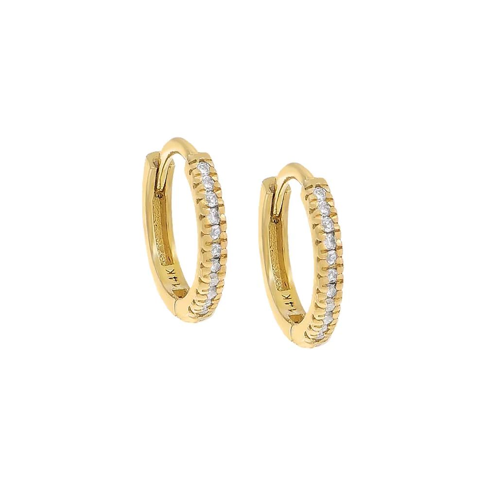 Diamond Round Huggie Earring 14K | Adina Eden