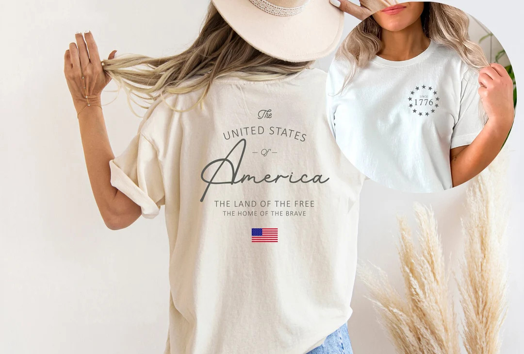 4th of July T-shirts, USA 1776 Shirt, Patriotic USA T-shirt, Land of the Free Shirt, United State... | Etsy (US)