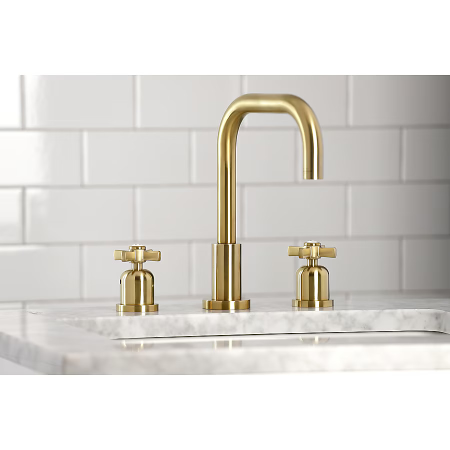 Kingston Brass Millennium Brushed brass Widespread 2-handle High-arc Residential Handle Bathroom ... | Lowe's