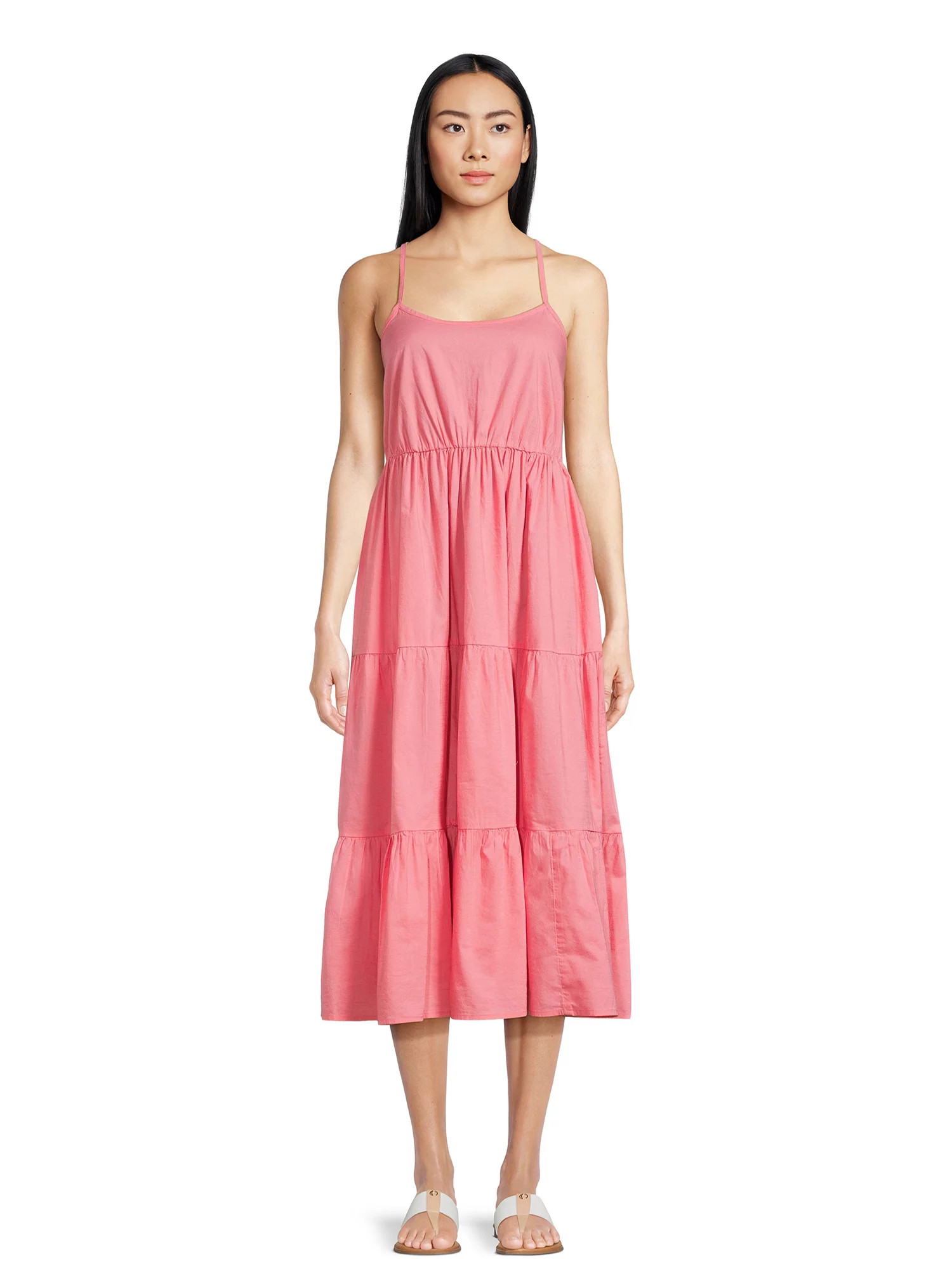 Time & Tru Women's Spaghetti Tiered Dress | Walmart (US)