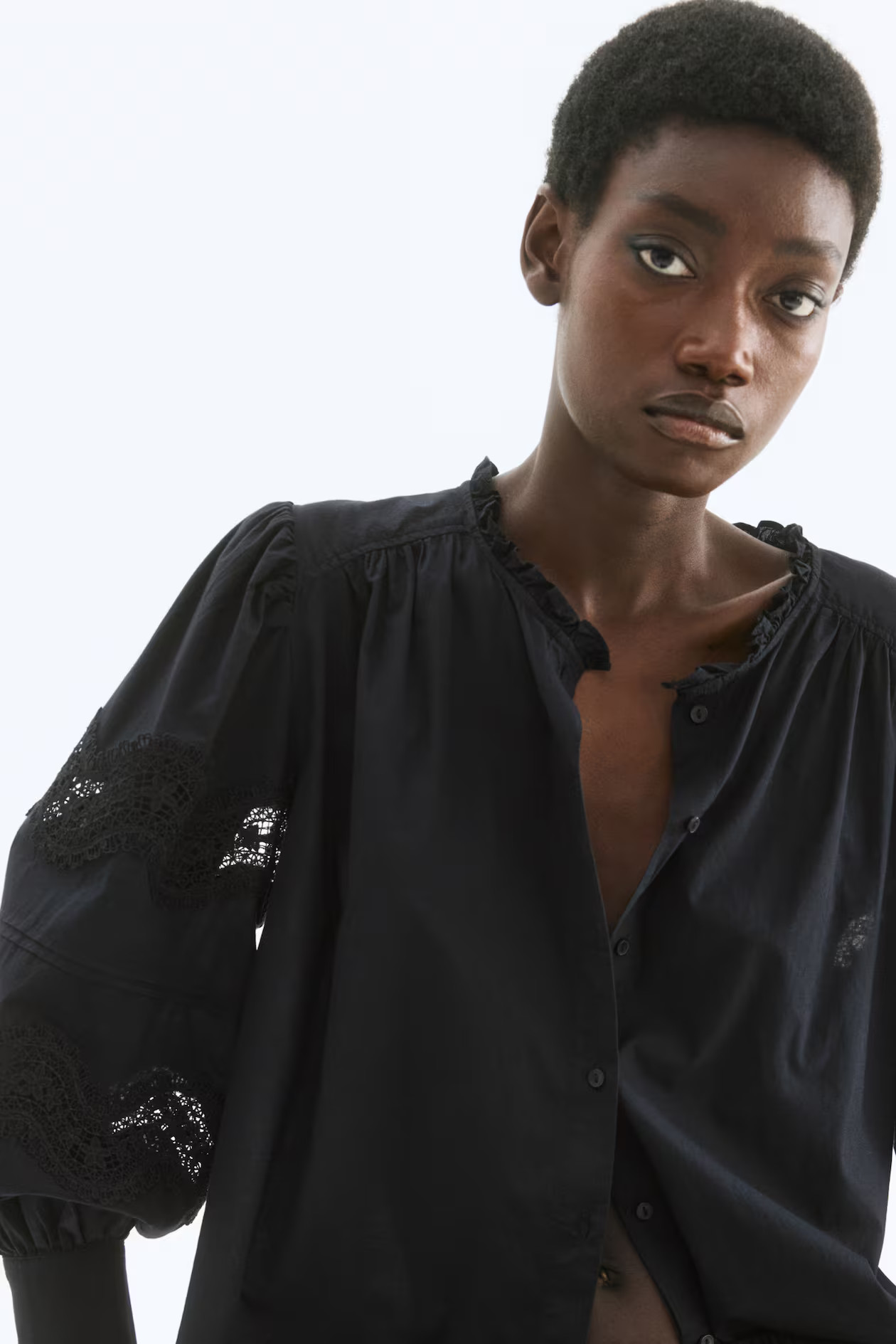 Lace-inset cotton blouse | H&M (UK, MY, IN, SG, PH, TW, HK)