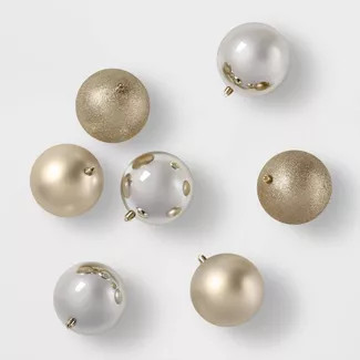 12ct/100mm Christmas Ornament Set Champagne - Wondershop™ | Target
