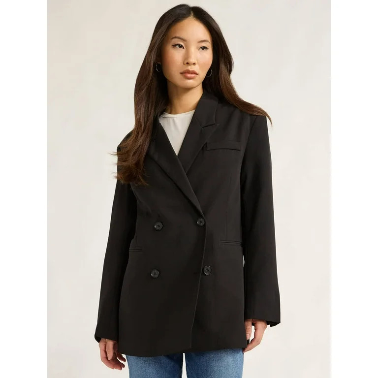 Scoop Women's and Women's Plus Ultimate Crepe Slouchy Double Breasted Blazer, Sizes XS-4X | Walmart (US)