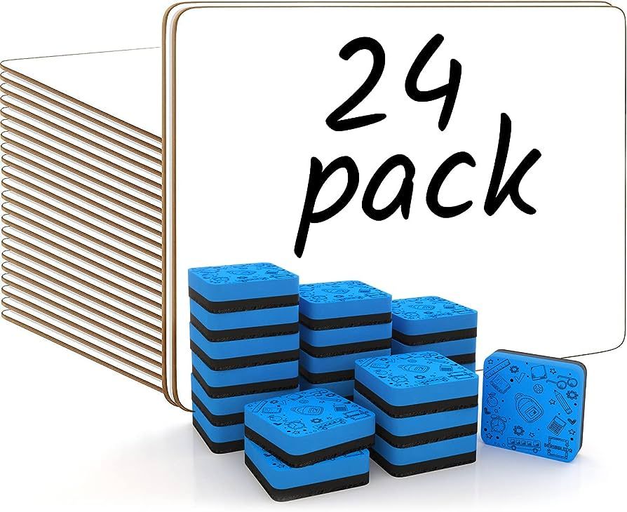 Set of 24 Small White Board Dry Erase Boards Classroom Pack Mini White Boards 9"x12” Double Sid... | Amazon (US)