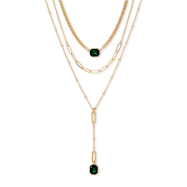 Sofia Jewelry by Sofia Vergara Women's Gold-Tone Green Stone Pendant Y Necklace | Walmart (US)