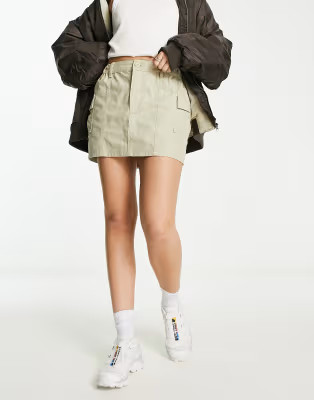 ASOS DESIGN cargo mini skirt in washed sage | ASOS (Global)