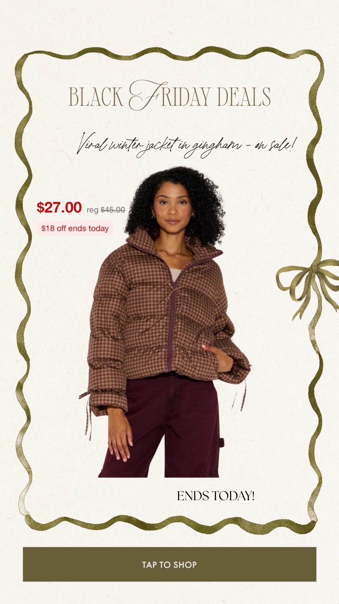 The target viral jacket is on sale today!!! $18 off and ends tonight!!! Super cute and love the gingham!!!

Target sale, cyber weekend sales, women’s jacket, winter jacket, on sale 

#LTKSaleAlert #LTKCyberWeek