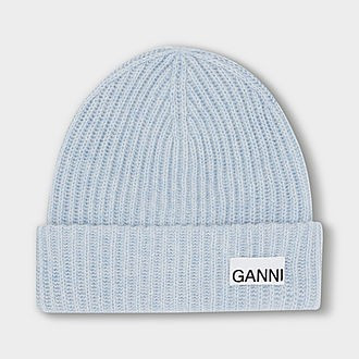 GANNI The Sustainable Edit Logo Rib Knit Beanie - Heather | Brown Thomas (IE)