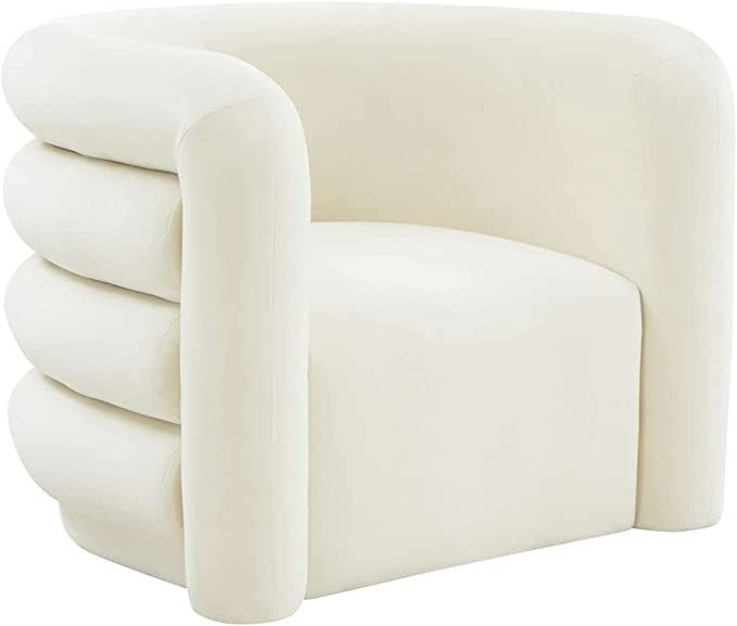 TOV Furniture Curves 15.9" Modern Velvet and Pinewood Lounge Chair in Cream | Amazon (US)