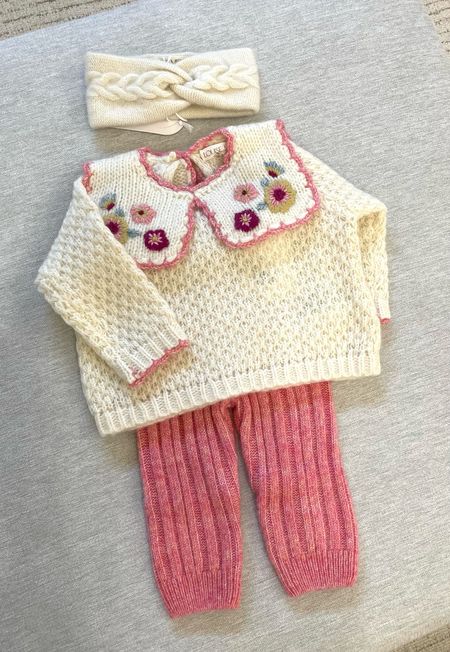 Wool and cotton baby and children’s knit outfit 
New season louise misha embroidered sweater pink and white 

#LTKbaby