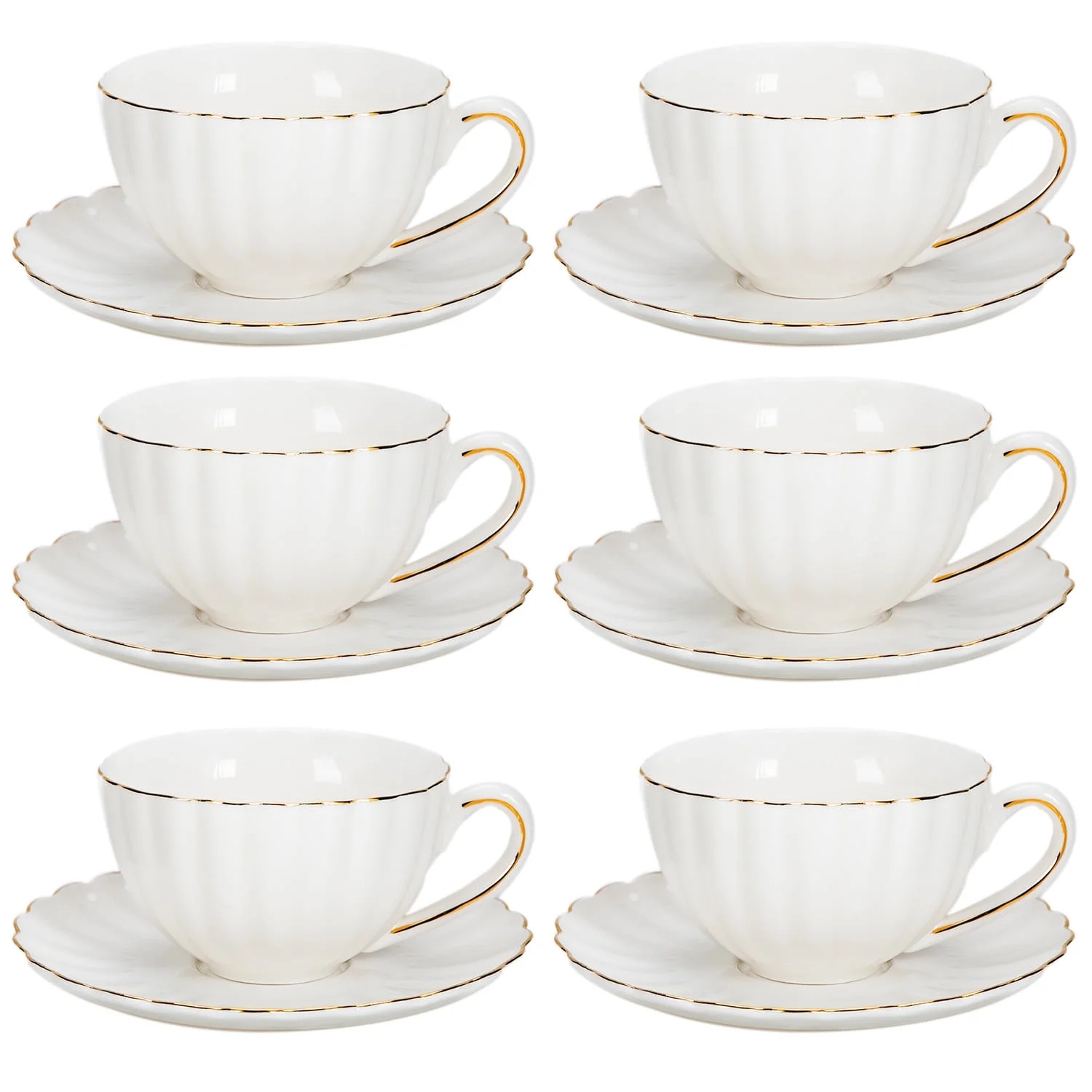 Prefdo Porcelain Tea Cups and Saucers Set of 6, British Style Ceramic Tea Cup Coffee Mug Espresso... | Walmart (US)