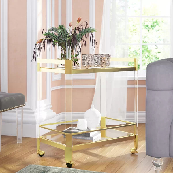 Luis Clear Glass Bar Cart | Wayfair North America