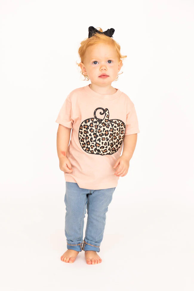 Animal Print Pumpkin Peach Toddler Graphic Tee | The Pink Lily Boutique